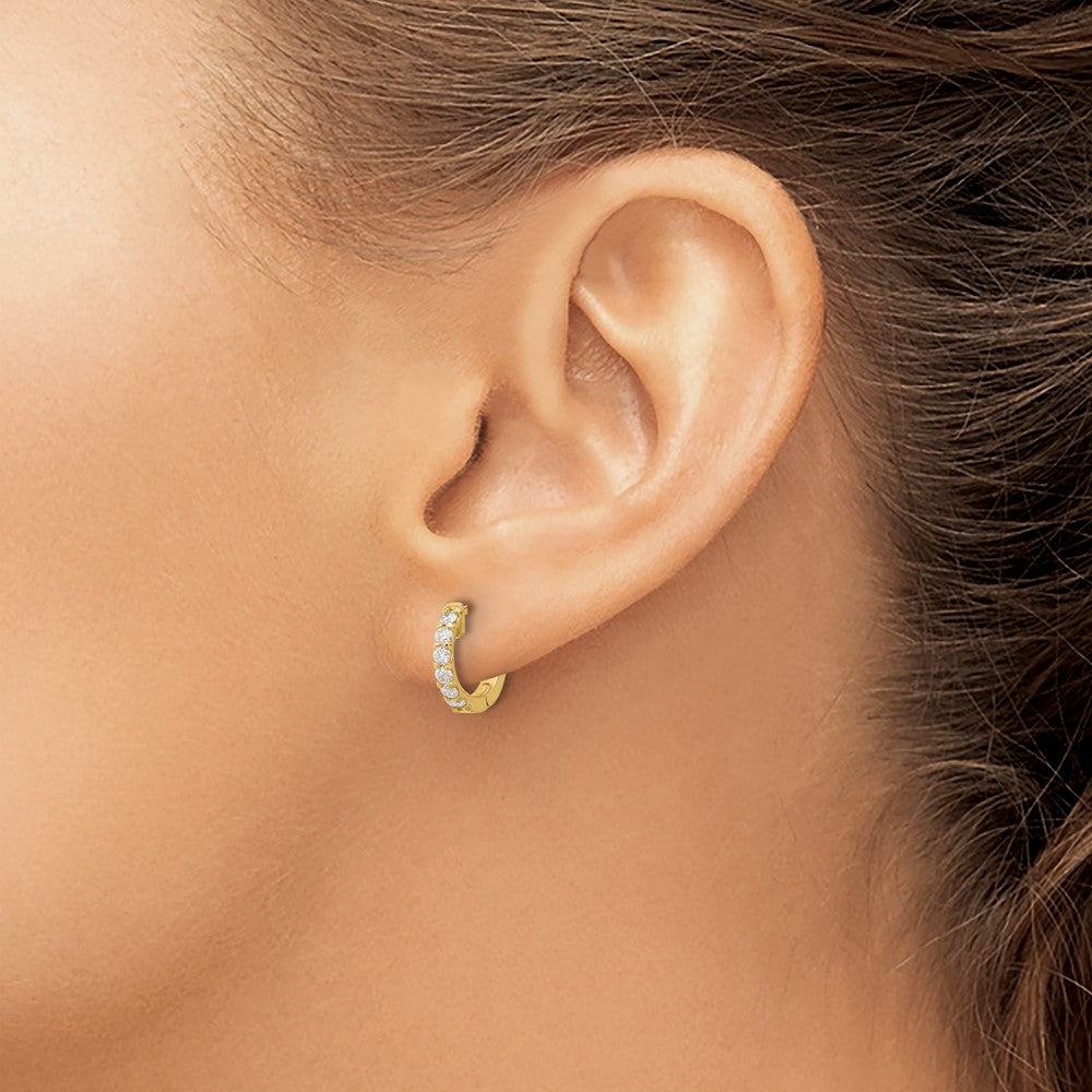 14K .42ct 12-2.0mm Round Hoop w/ Safety Clasp Diamond Earrings