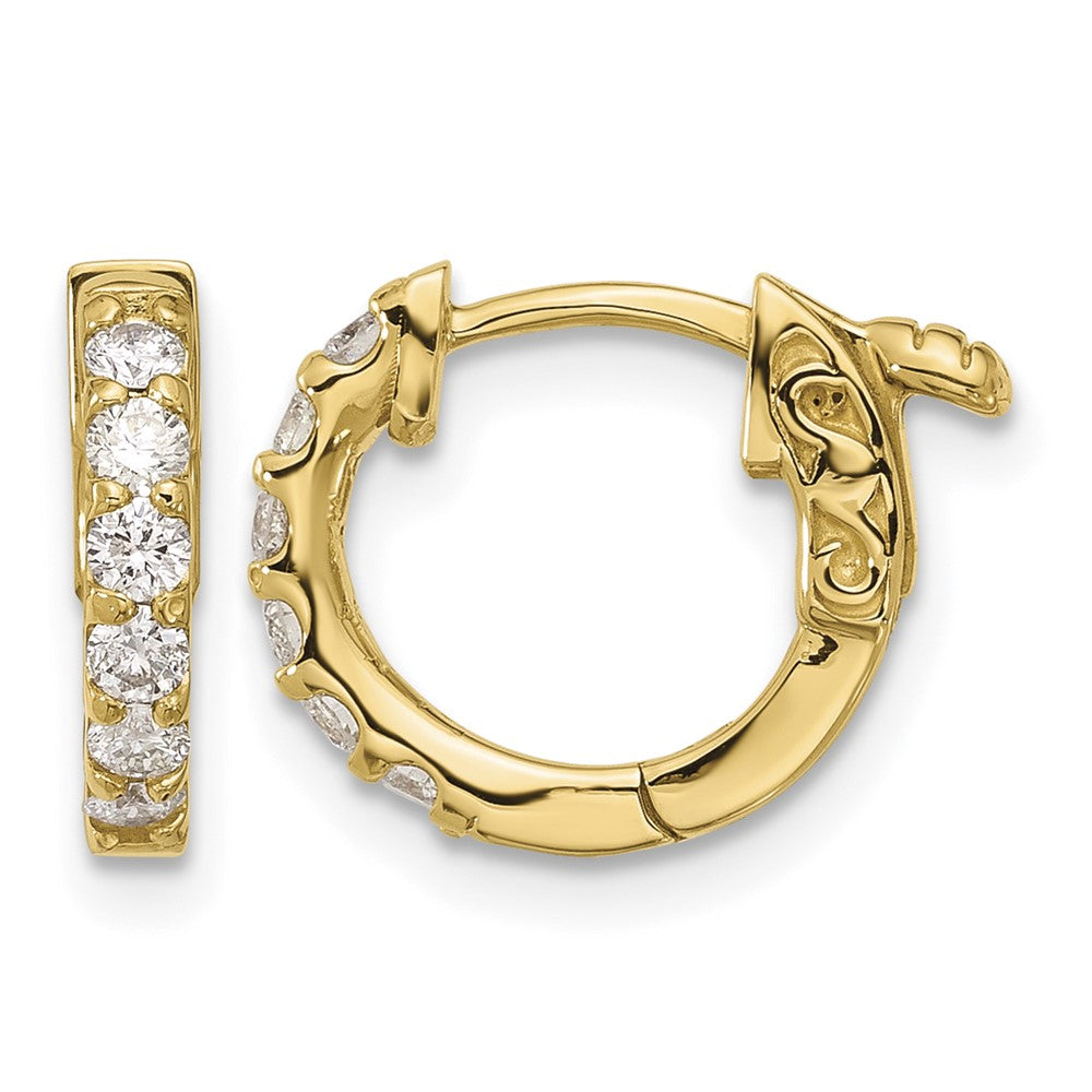 14K .42ct 12-2.0mm Round Hoop w/ Safety Clasp Diamond Earrings
