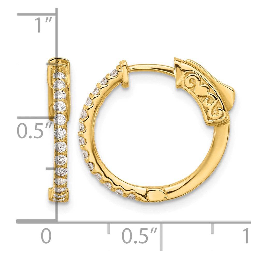 14K .40ct 26-1.5mm Round Hoop w/ Safety Clasp Diamond Earrings
