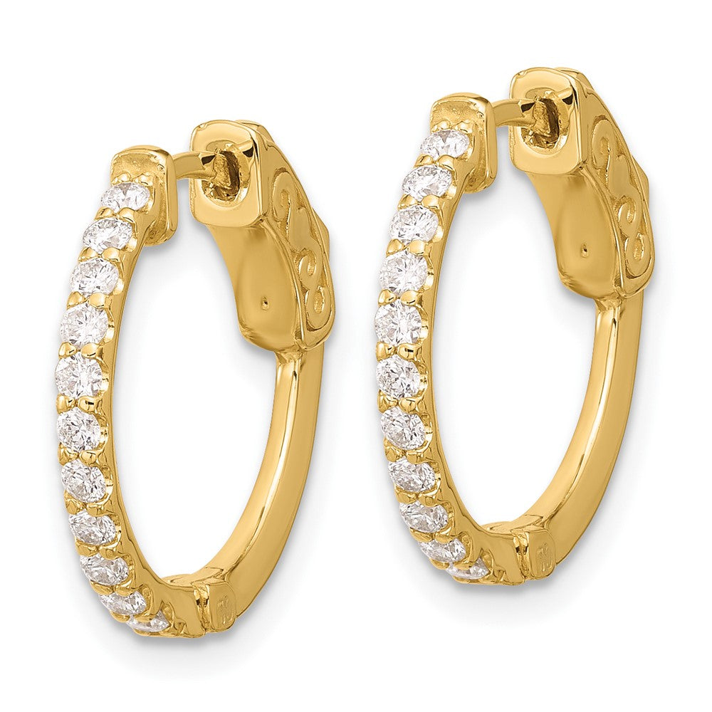 14K .44ct 22-1.7mm Round Hoop w/ Safety Clasp Diamond Earrings