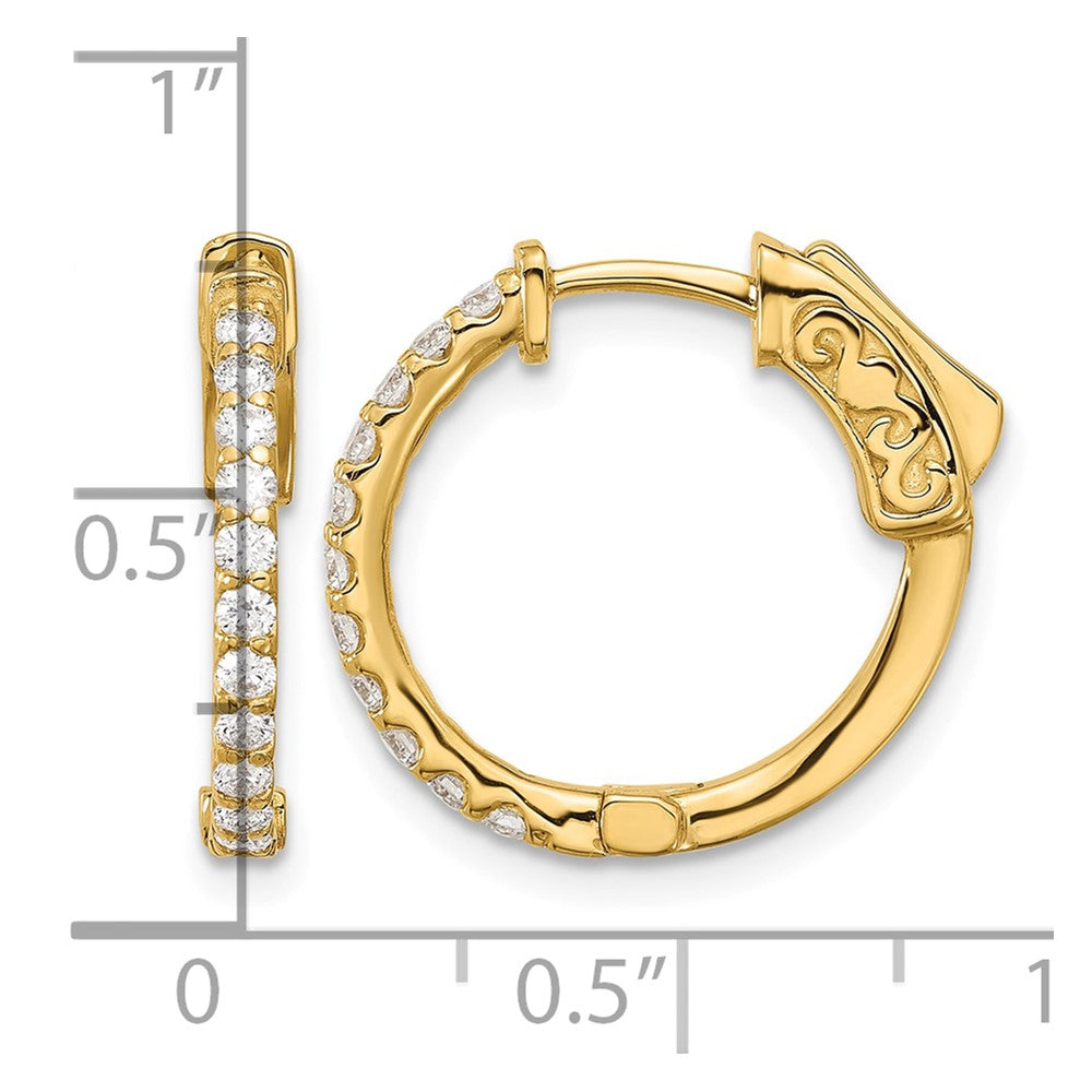 14K .44ct 22-1.7mm Round Hoop w/ Safety Clasp Diamond Earrings