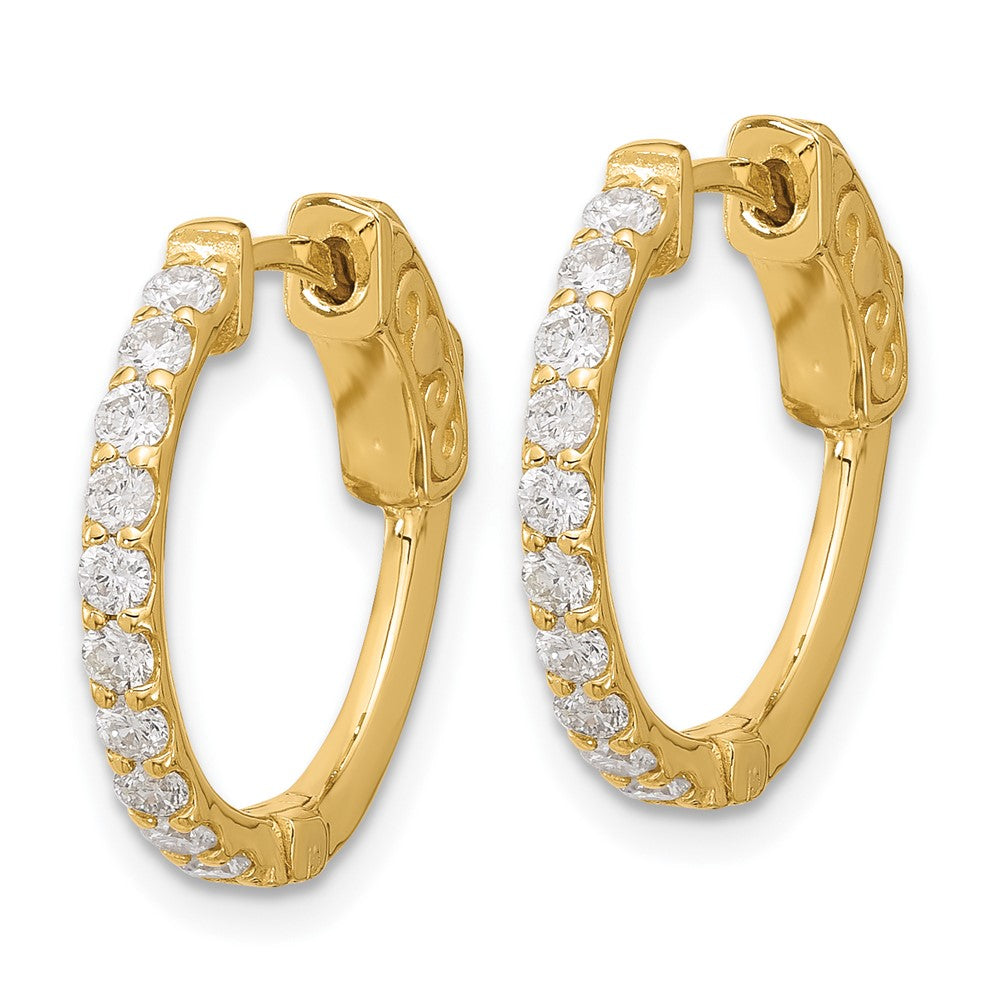 14K .7ct 20-2.0mm Round Hoop w/ Safety Clasp Diamond Earrings