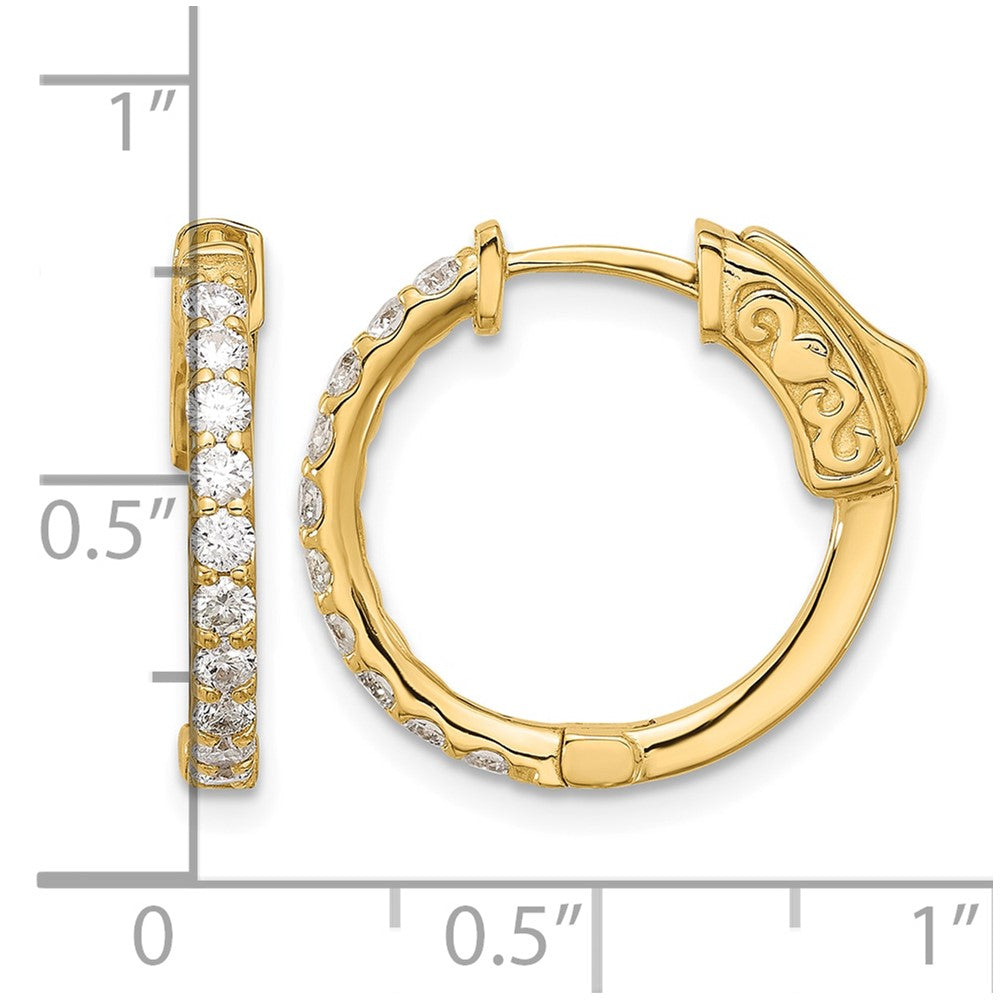 14K .7ct 20-2.0mm Round Hoop w/ Safety Clasp Diamond Earrings