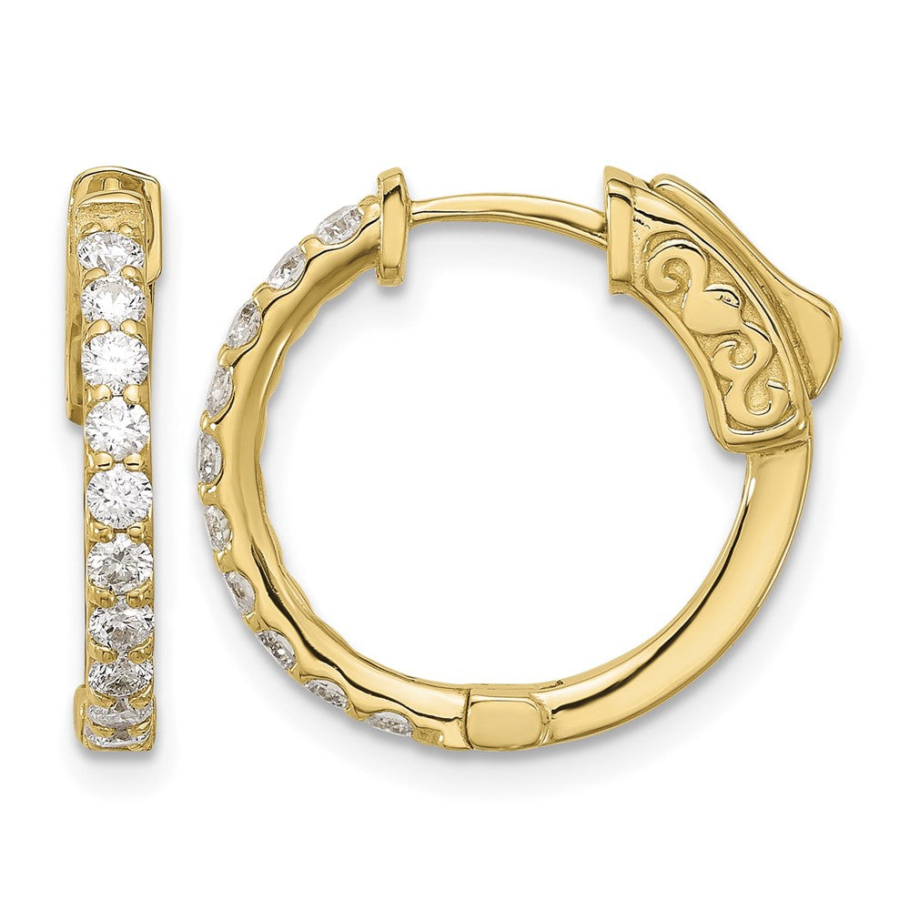 14K .7ct 20-2.0mm Round Hoop w/ Safety Clasp Diamond Earrings