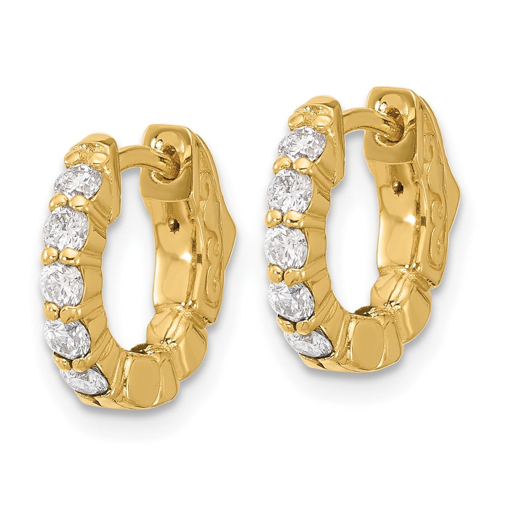 14K .46ct 10-2.25mm Round Hoop w/ Safety Clasp Diamond Earrings