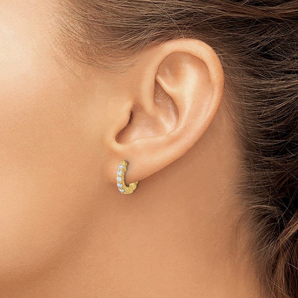 14K .46ct 10-2.25mm Round Hoop w/ Safety Clasp Diamond Earrings