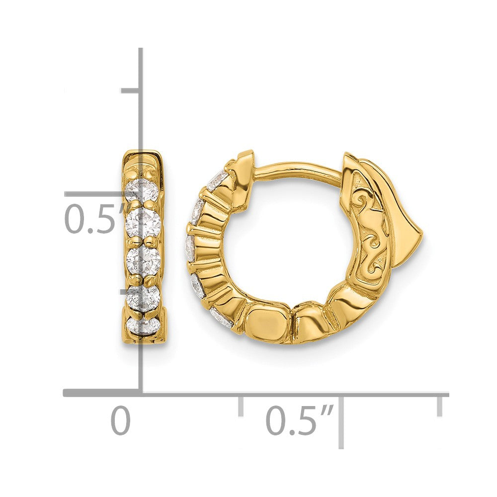 14K .46ct 10-2.25mm Round Hoop w/ Safety Clasp Diamond Earrings