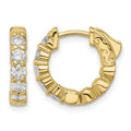 14K 1ct 10-3.0mm Round Hoop w/ Safety Clasp Diamond Earrings