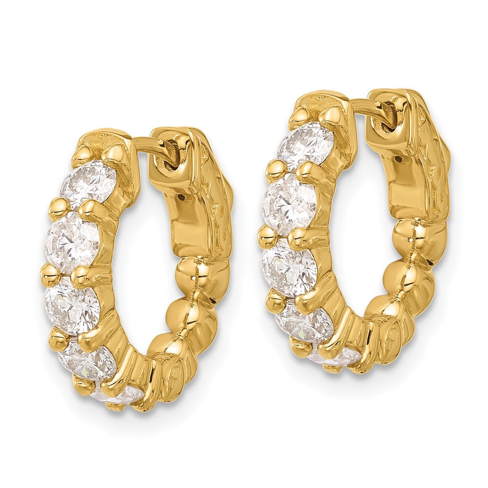 14K 1.7ct 10-3.5mm Round Hoop w/ Safety Clasp Diamond Earrings