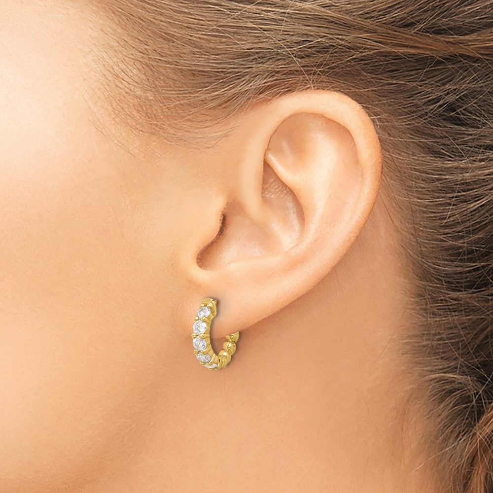14K 1.7ct 10-3.5mm Round Hoop w/ Safety Clasp Diamond Earrings