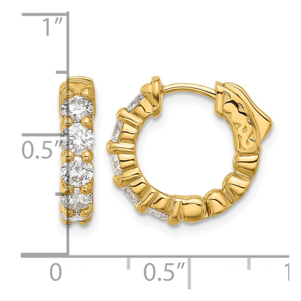 14K 1.7ct 10-3.5mm Round Hoop w/ Safety Clasp Diamond Earrings