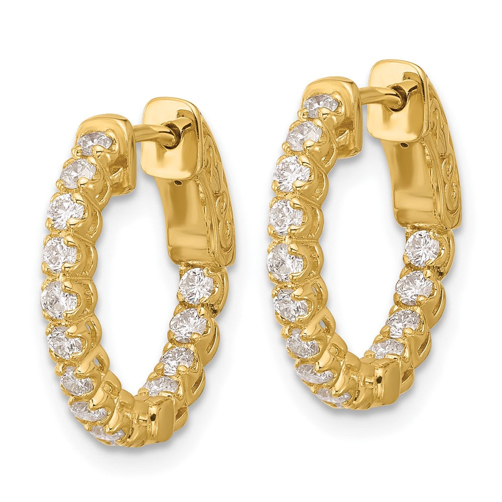 14K .56ct 28-1.75mm In/Out Hoop w/ Safety Clasp Diamond Earrings