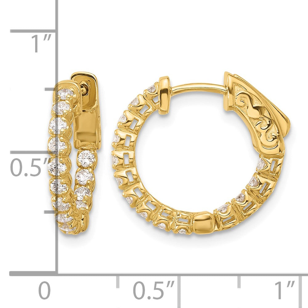 14K .56ct 28-1.75mm In/Out Hoop w/ Safety Clasp Diamond Earrings