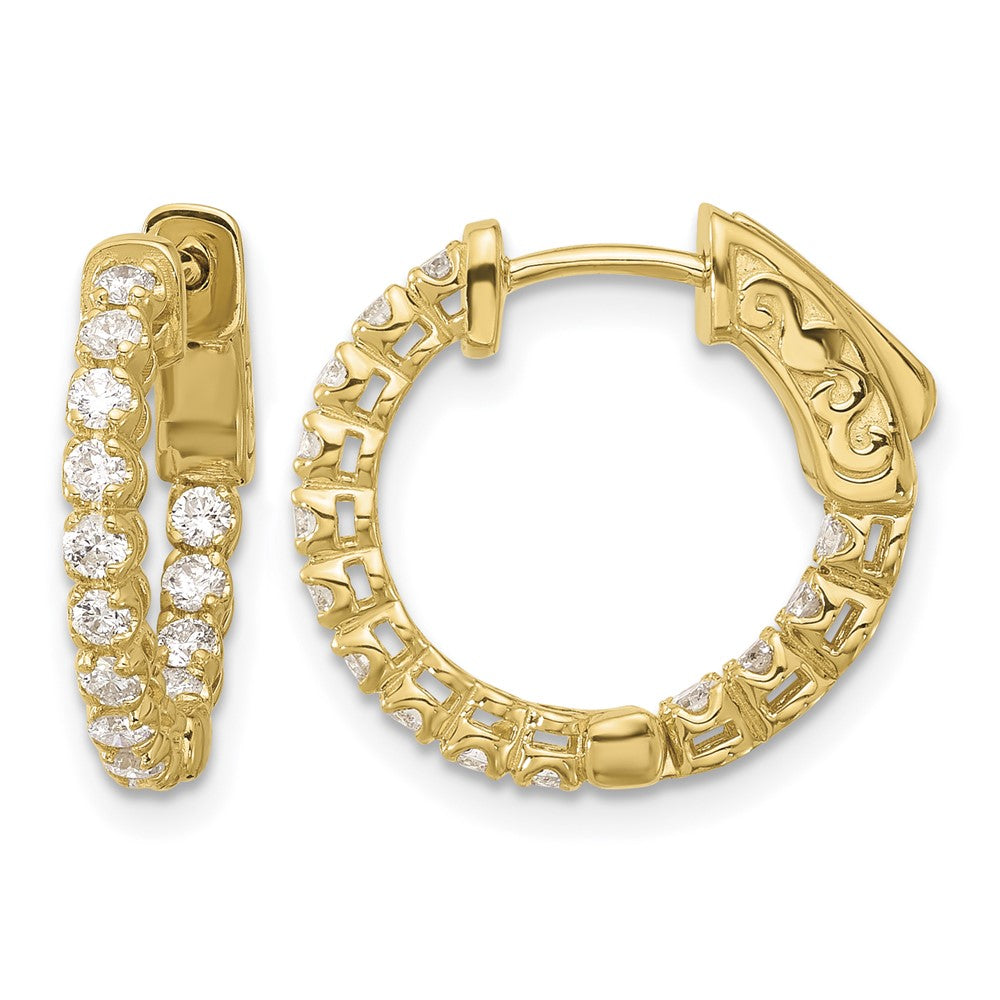 14K .56ct 28-1.75mm In/Out Hoop w/ Safety Clasp Diamond Earrings