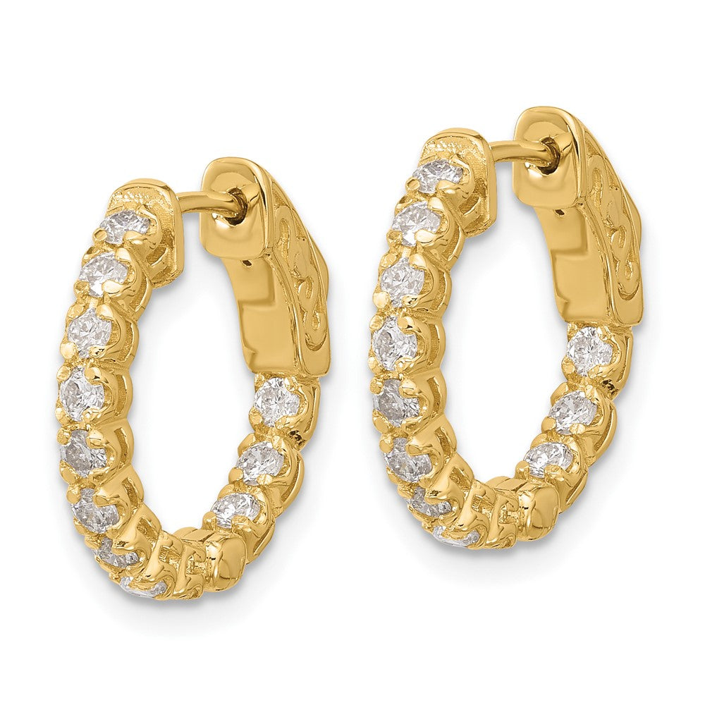14K .84ct 24-2.0mm In/Out Hoop w/ Safety Clasp Diamond Earrings