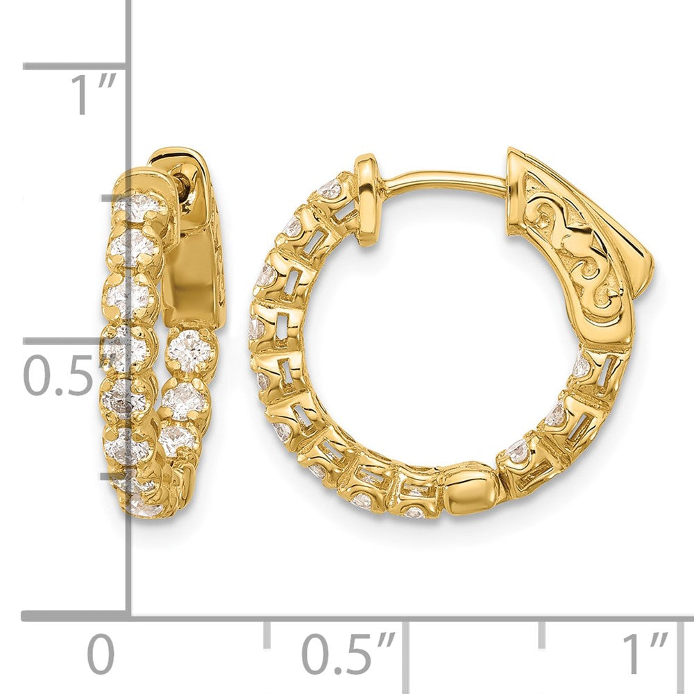 14K .84ct 24-2.0mm In/Out Hoop w/ Safety Clasp Diamond Earrings