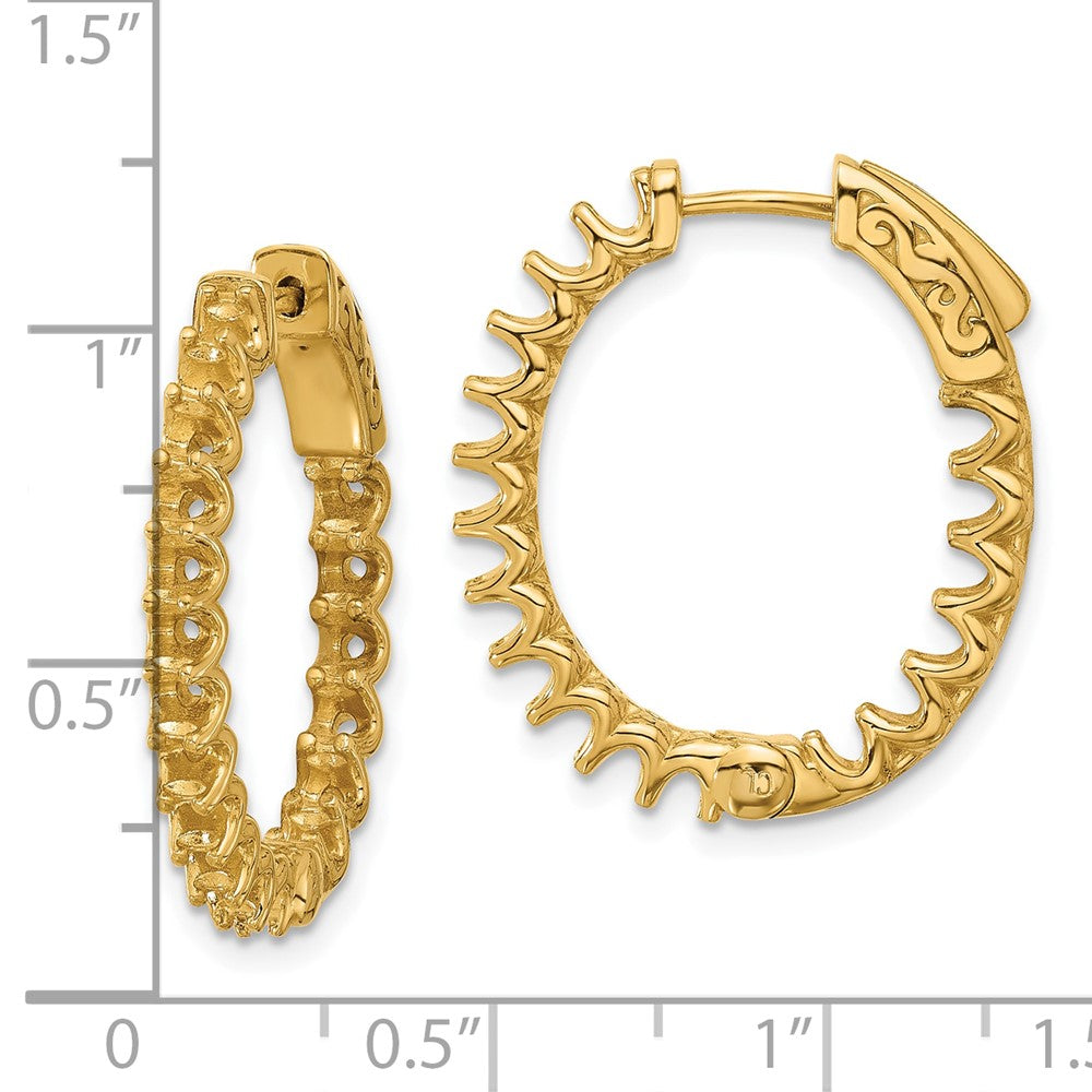 14K 2.1ct 36-2.5mm In/Out Oval Hoop w/ Safety Clasp Earring Mountings