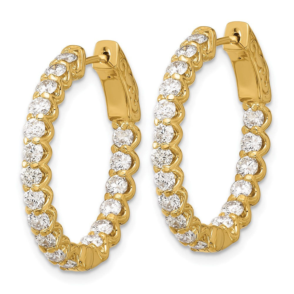 14K 2.1ct 36-2.5mm In/Out Oval Hoop w/ Safety Clasp Diamond Earrings