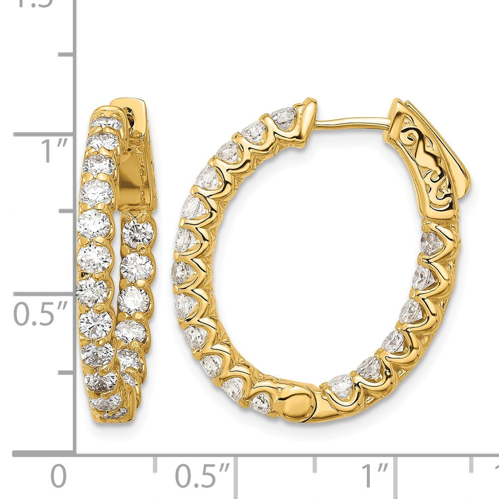 14K 2.1ct 36-2.5mm In/Out Oval Hoop w/ Safety Clasp Diamond Earrings