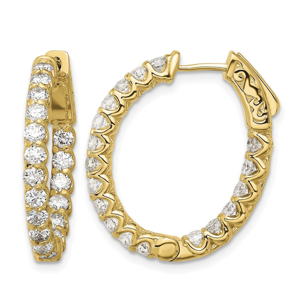 14K 2.1ct 36-2.5mm In/Out Oval Hoop w/ Safety Clasp Diamond Earrings
