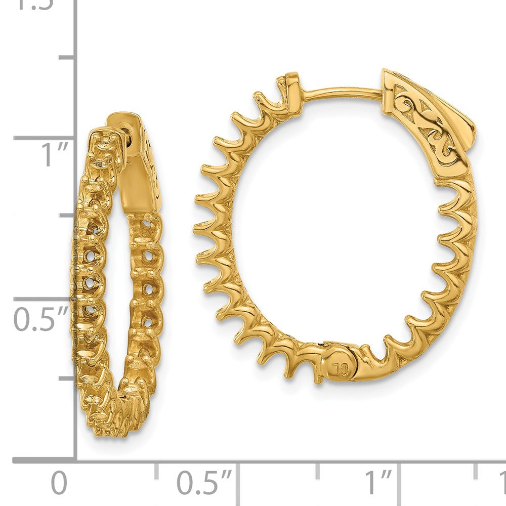 14K 2ct 40-2.3mm In/Out Oval Hoop w/ Safety Clasp Earring Mountings
