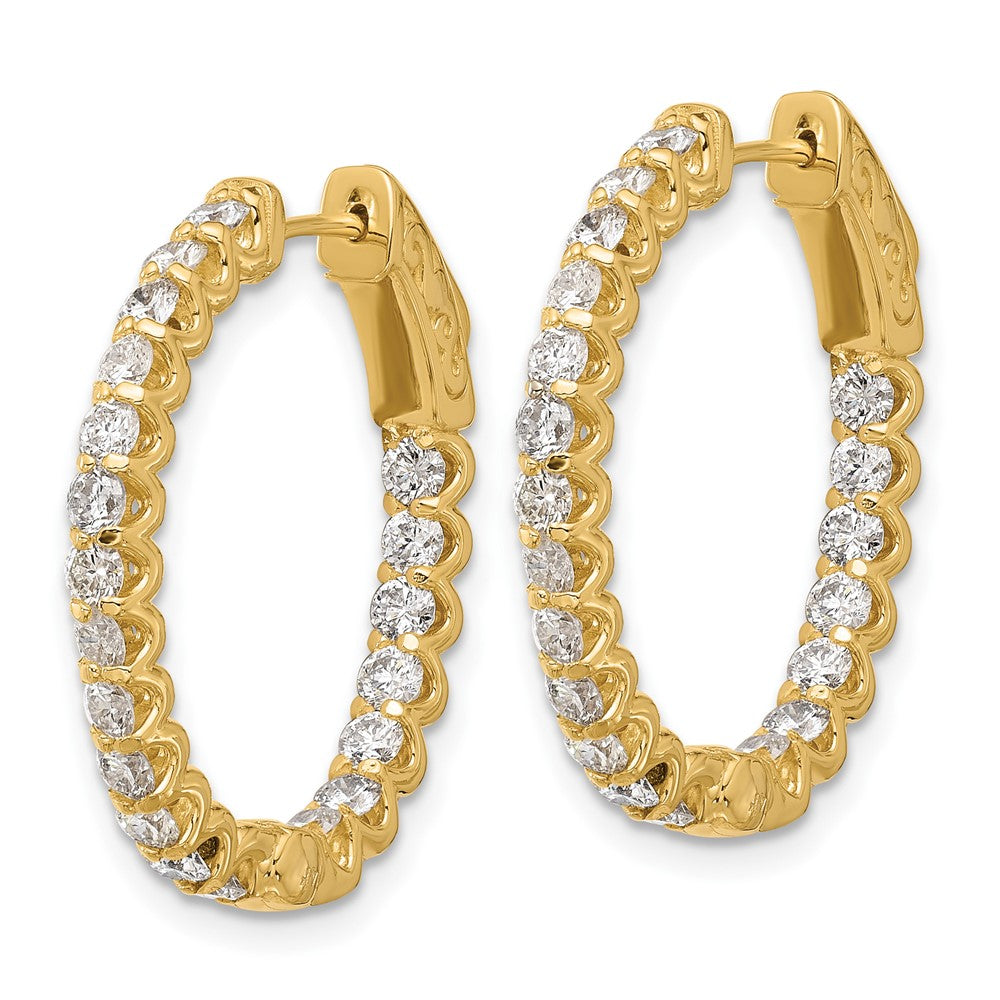 14K 2ct 40-2.3mm In/Out Oval Hoop w/ Safety Clasp Diamond Earrings