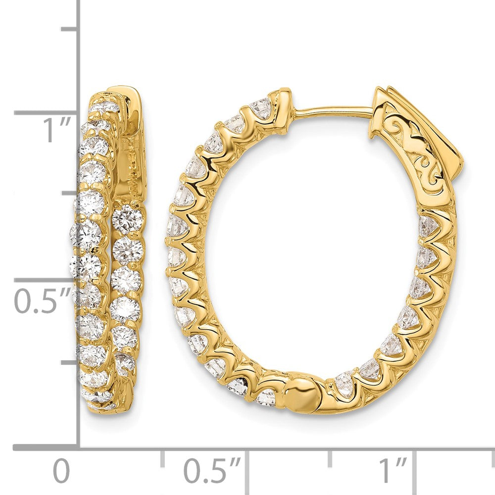 14K 2ct 40-2.3mm In/Out Oval Hoop w/ Safety Clasp Diamond Earrings