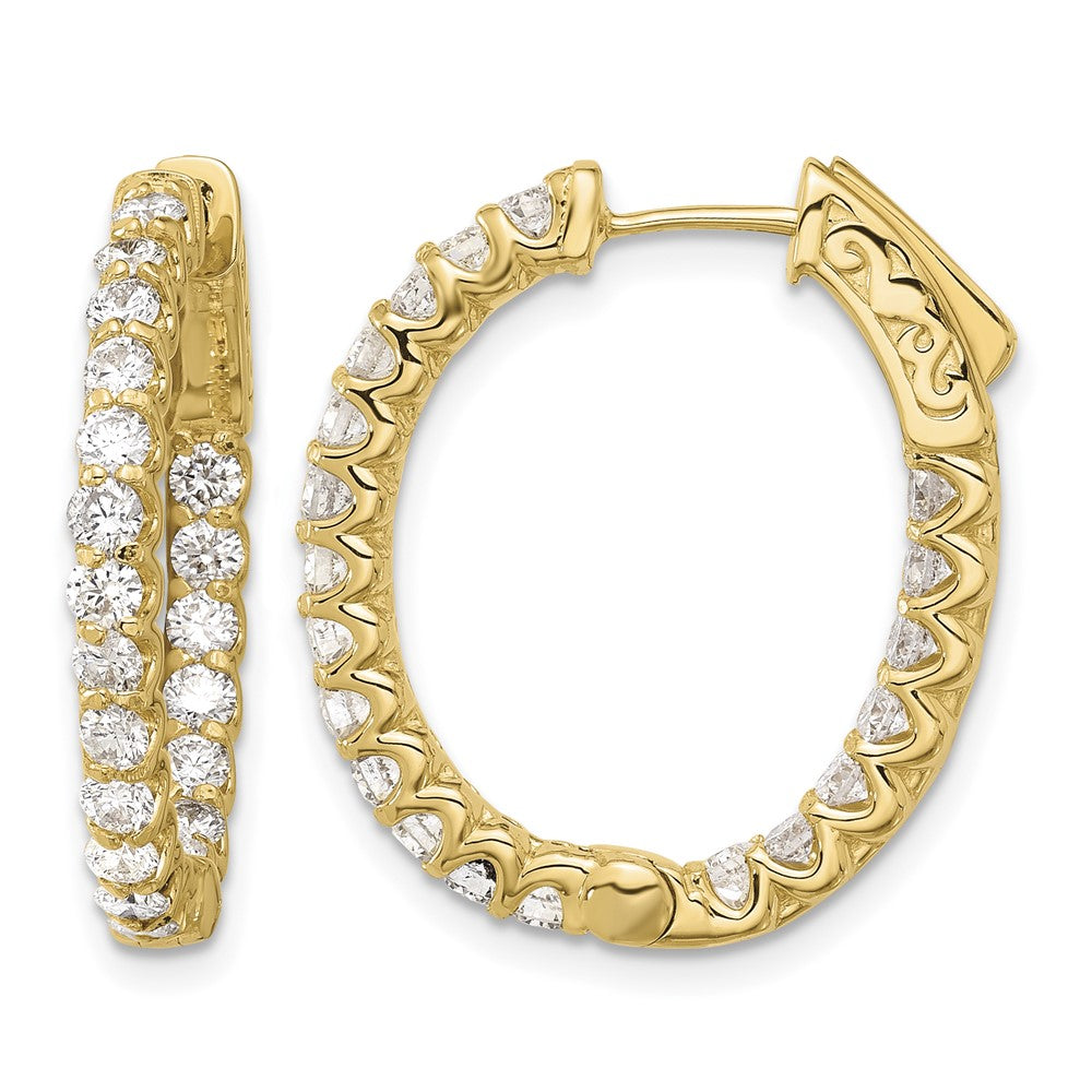 14K 2ct 40-2.3mm In/Out Oval Hoop w/ Safety Clasp Diamond Earrings
