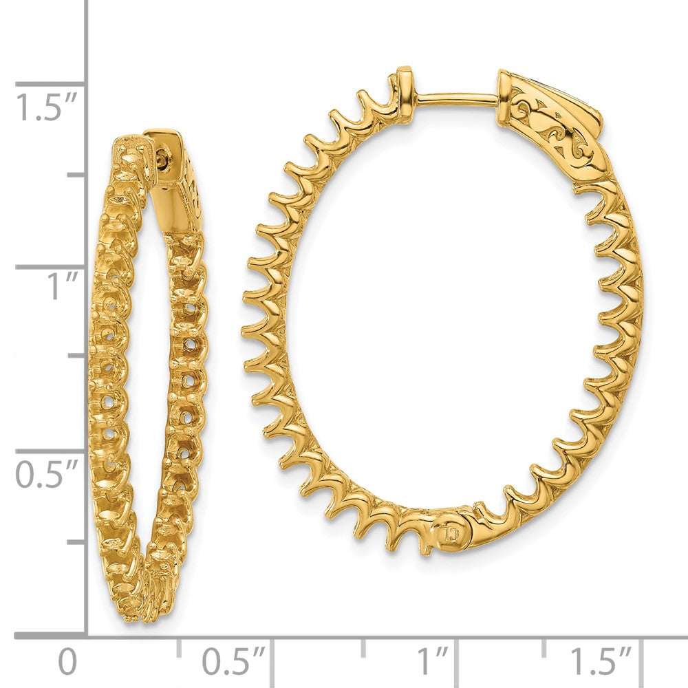 14K 2.9ct 58-2.3mm In/Out Oval Hoop w/ Safety Clasp Earring Mountings