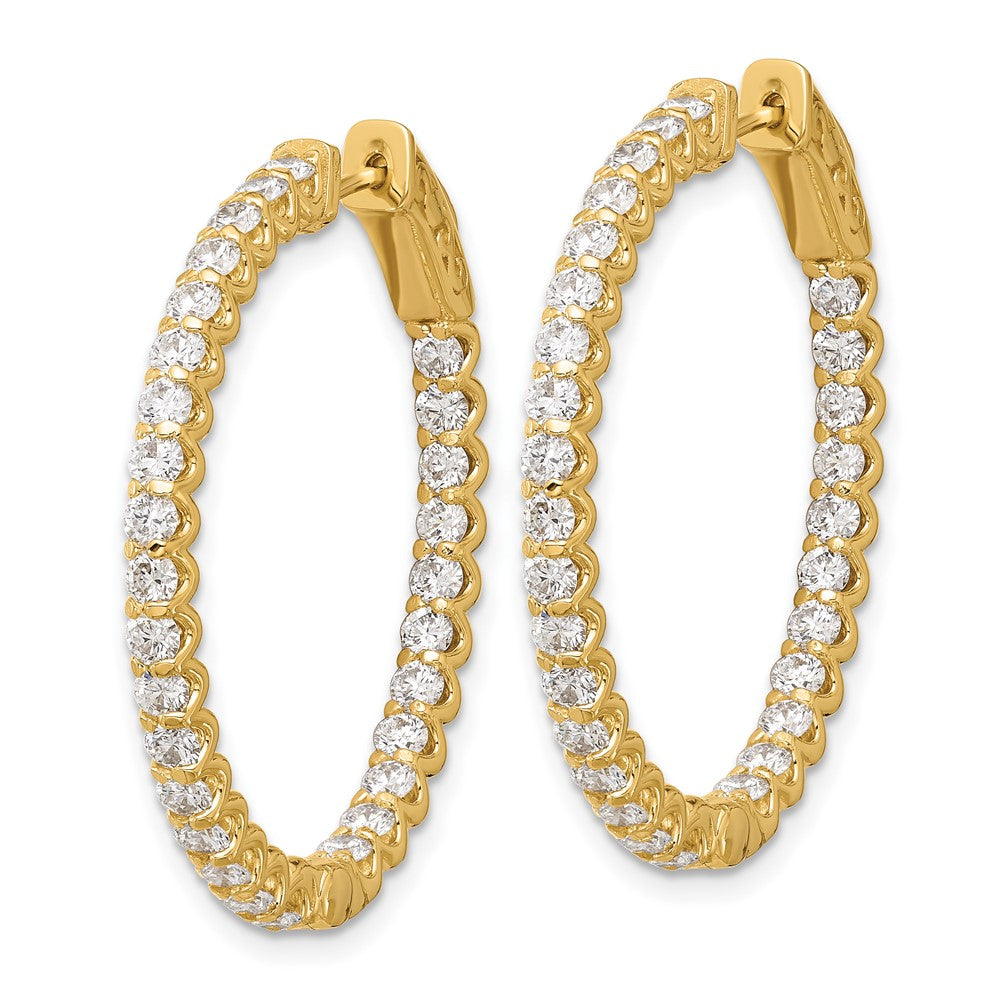 14K 2.9ct 58-2.3mm In/Out Oval Hoop w/ Safety Clasp Diamond Earrings