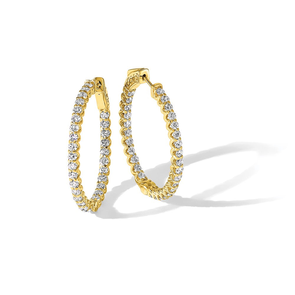 14K 2.9ct 58-2.3mm In/Out Oval Hoop w/ Safety Clasp Diamond Earrings