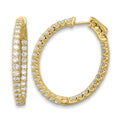 14K 2.9ct 58-2.3mm In/Out Oval Hoop w/ Safety Clasp Diamond Earrings