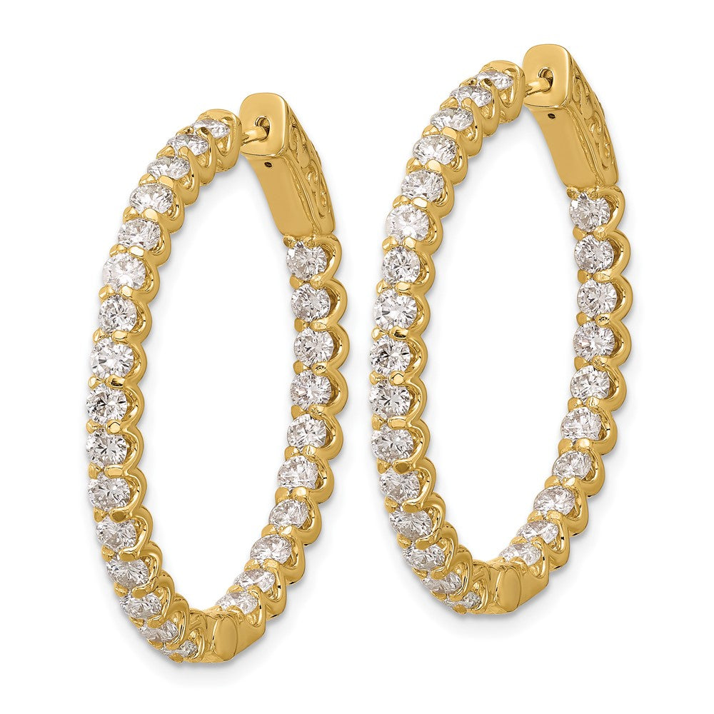 14K 3.1ct 52-2.5mm In/Out Oval Hoop w/ Safety Clasp Diamond Earrings