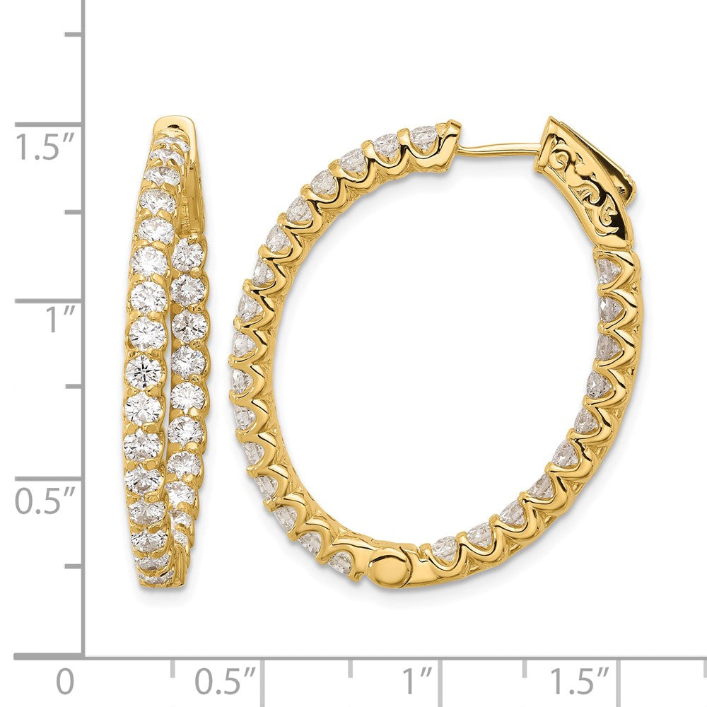 14K 3.1ct 52-2.5mm In/Out Oval Hoop w/ Safety Clasp Diamond Earrings