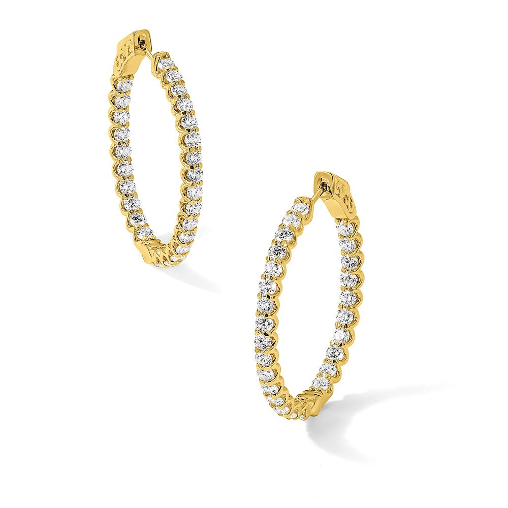 14K 3.1ct 52-2.5mm In/Out Oval Hoop w/ Safety Clasp Diamond Earrings