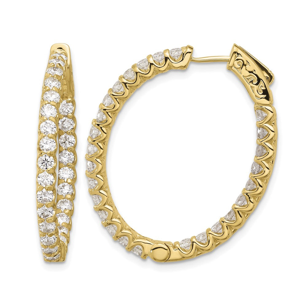 14K 3.1ct 52-2.5mm In/Out Oval Hoop w/ Safety Clasp Diamond Earrings