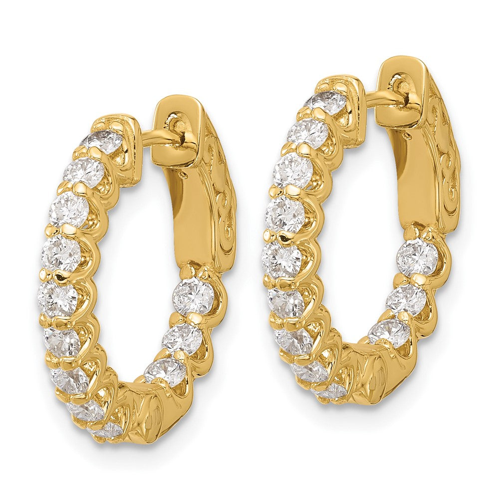 14K 1.2ct 24-2.3mm Round Hoop w/ Safety Clasp Diamond Earrings