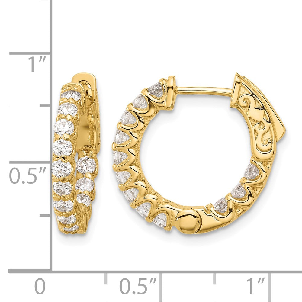14K 1.2ct 24-2.3mm Round Hoop w/ Safety Clasp Diamond Earrings