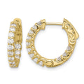 14K 1.2ct 24-2.3mm Round Hoop w/ Safety Clasp Diamond Earrings