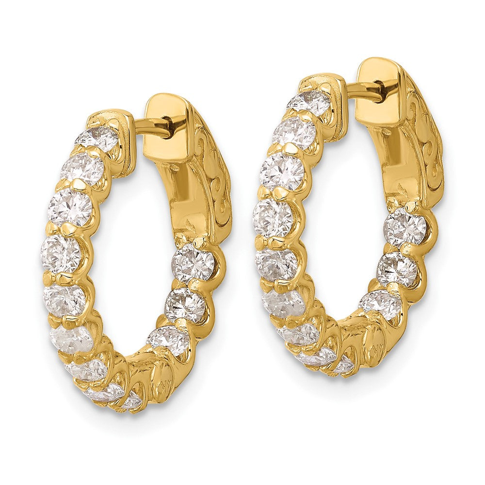 14K 1.41ct. 24-2.5mm In/Out Hoop w/ Safety Clasp Diamond Earrings