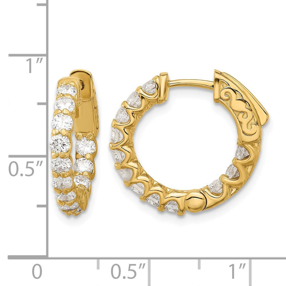 14K 1.41ct. 24-2.5mm In/Out Hoop w/ Safety Clasp Diamond Earrings