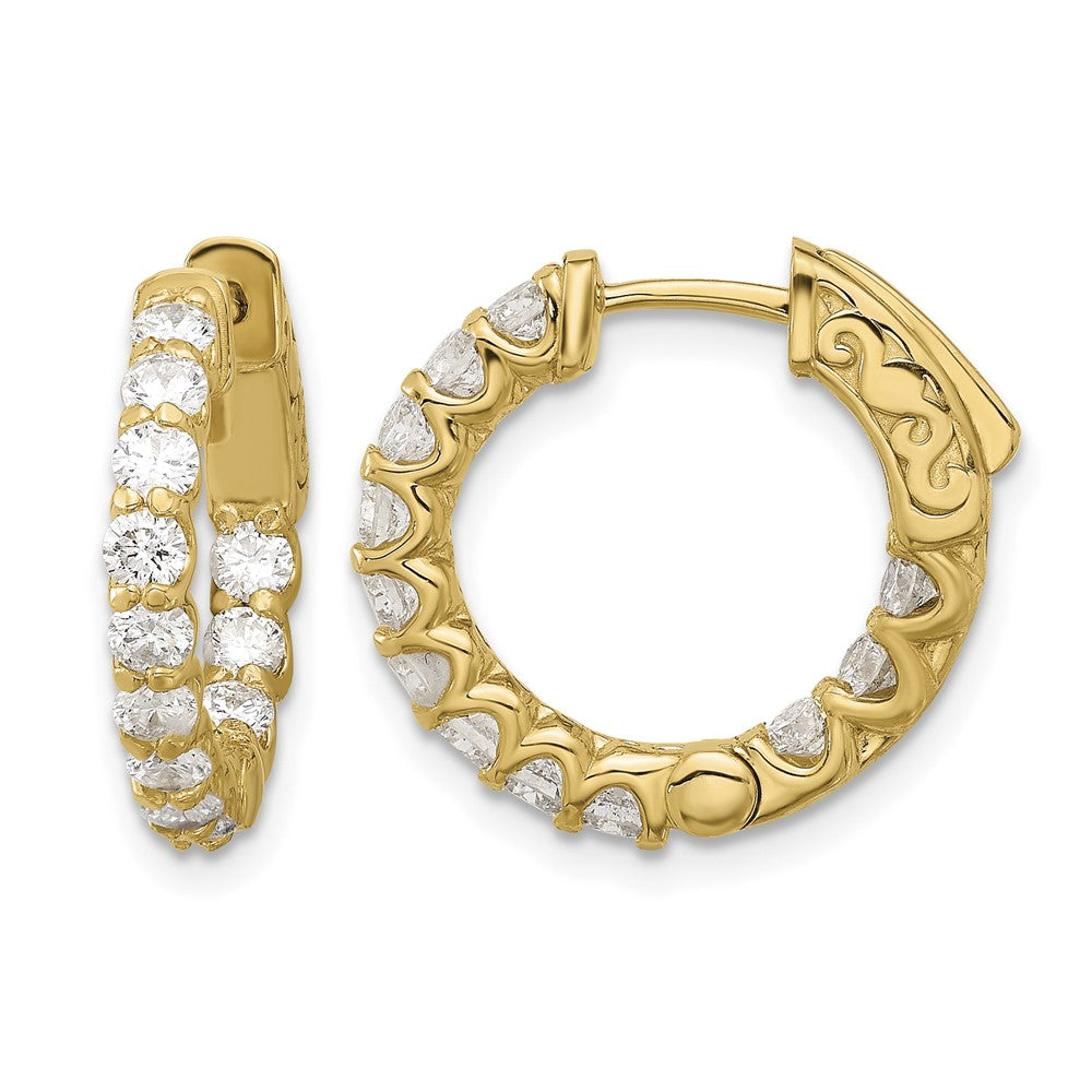 14K 1.41ct. 24-2.5mm In/Out Hoop w/ Safety Clasp Diamond Earrings