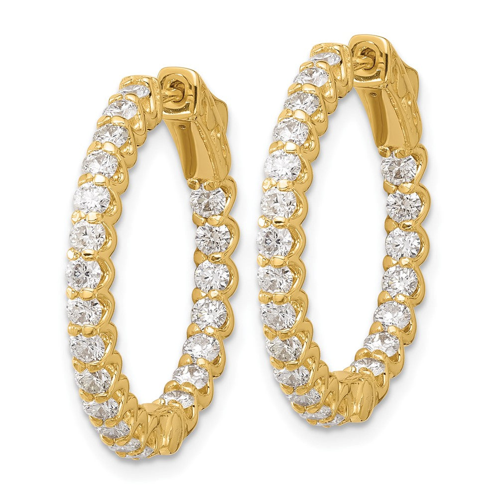 14K 2.1ct 42-2.3mm In/Out Hoop w/ Safety Clasp Diamond Earrings