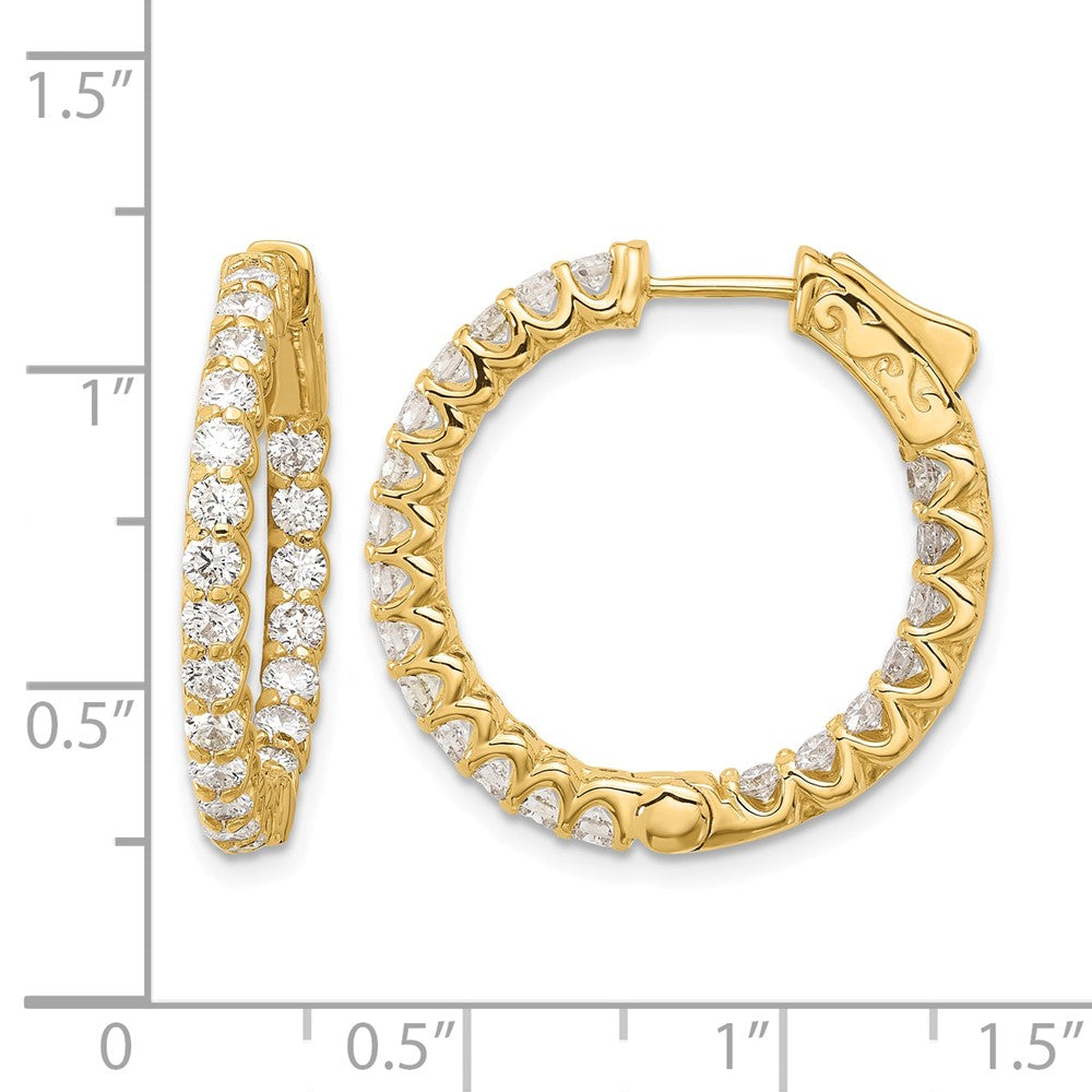 14K 2.1ct 42-2.3mm In/Out Hoop w/ Safety Clasp Diamond Earrings