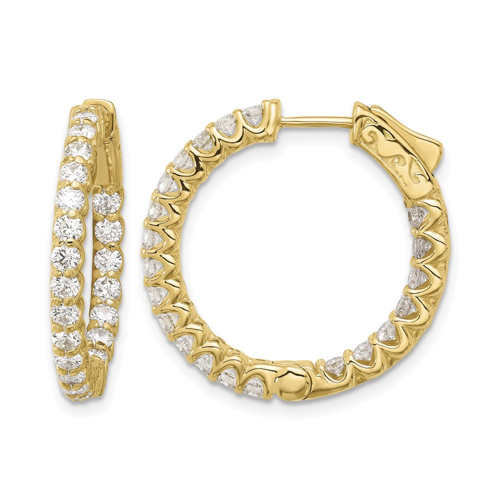 14K 2.1ct 42-2.3mm In/Out Hoop w/ Safety Clasp Diamond Earrings