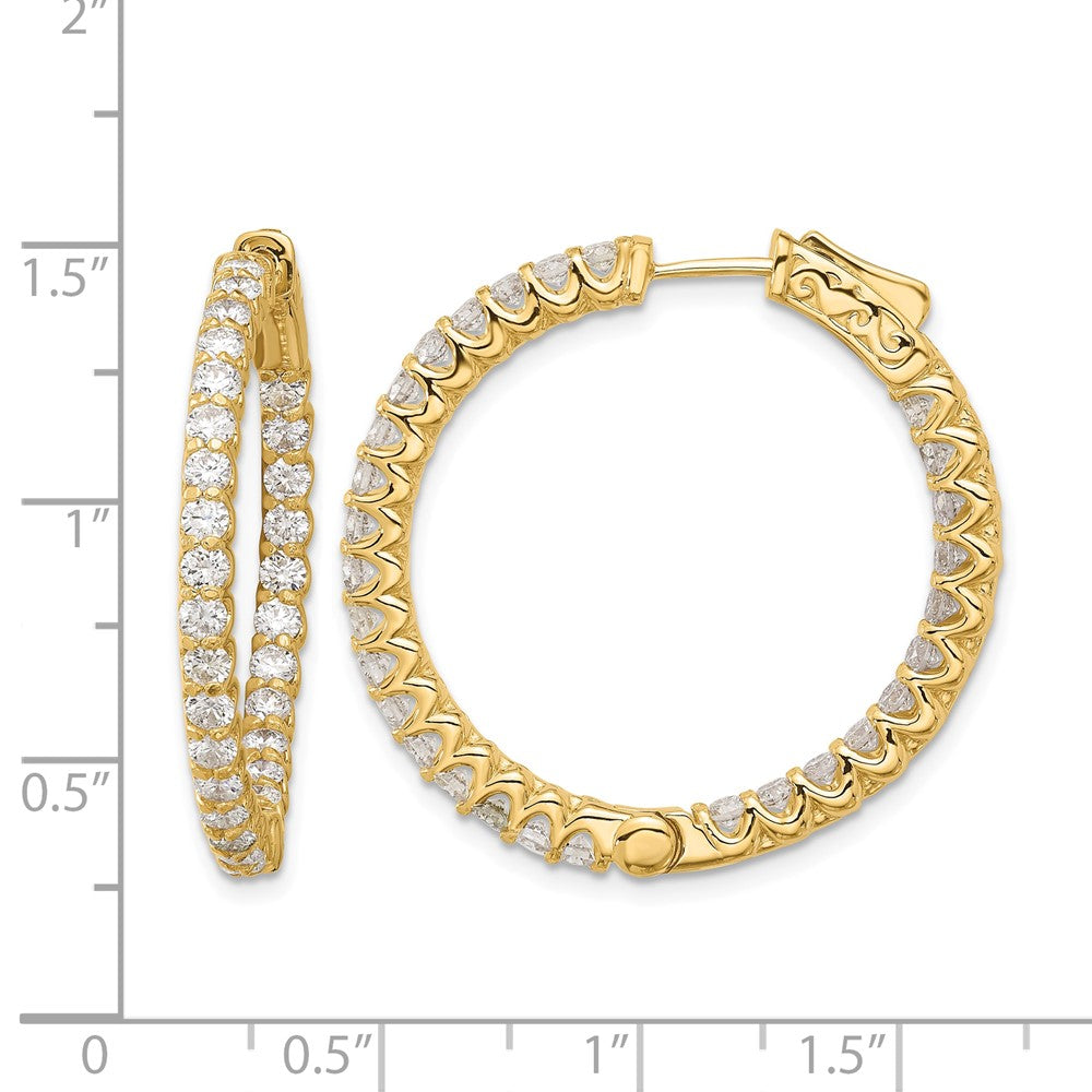 14K 2.9ct 58-2.3mm In/Out Hoop w/ Safety Clasp Diamond Earrings