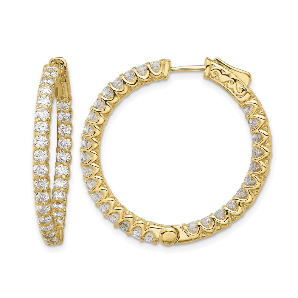 14K 2.9ct 58-2.3mm In/Out Hoop w/ Safety Clasp Diamond Earrings