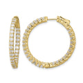 14K 2.9ct 58-2.3mm In/Out Hoop w/ Safety Clasp Diamond Earrings