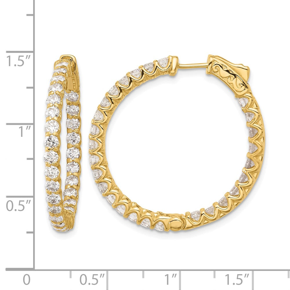 14K 3.2ct 54-2.5mm In/Out Hoop w/ Safety Clasp Diamond Earrings