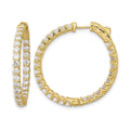14K 3.2ct 54-2.5mm In/Out Hoop w/ Safety Clasp Diamond Earrings
